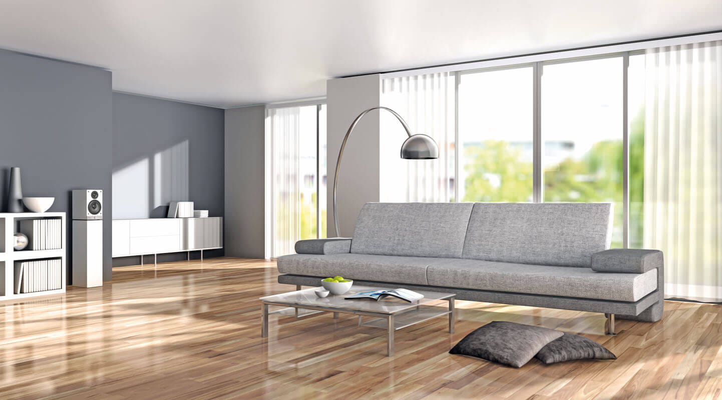 Living room with underfloor heating